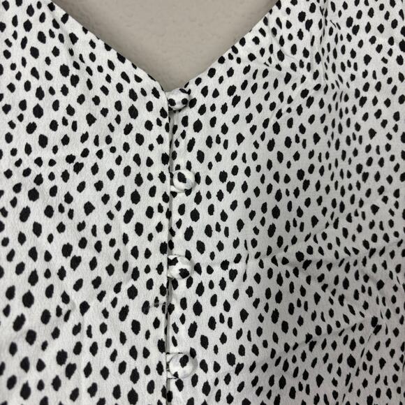 Rails Size Large Aubry Button Down Cami Top White Gray Spotted Spaghetti Straps - Picture 6 of 11